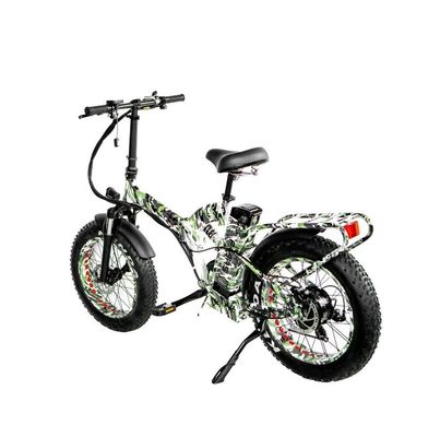48V*21AH 20 inch full suspension Camouflage color 1000W FOLDING FAT TIRE ELECTRIC BIKE with rear rack