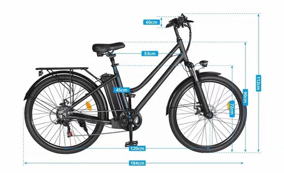 26&quot; 48V 500W 40KM/H 10.4AH Lithium Battery Women Aluminum Frame 7Speeds OEM Customized Step Thru Electric City Bike