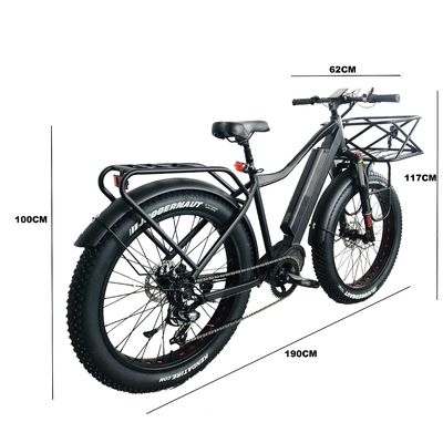 Snow 26&quot; 52V 1000W Electric Mountain Bike with 7 Speed Gears and 17AH Lithium Battery