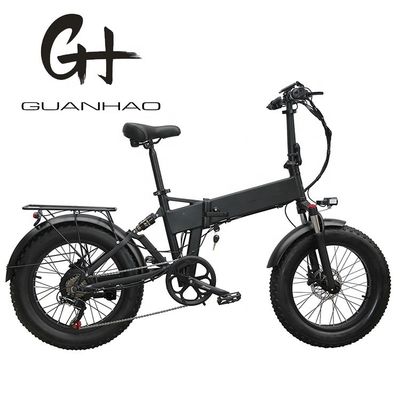 20&quot; Full Suspension Snow 500W 14AH 4.0 Fat Tire Electric Hidden Battery Folding Bike