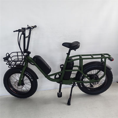 1000W 48V 34A Folding Frame Electric Cargo Bike with 20 Inch Fat Tires and Rear Carrier