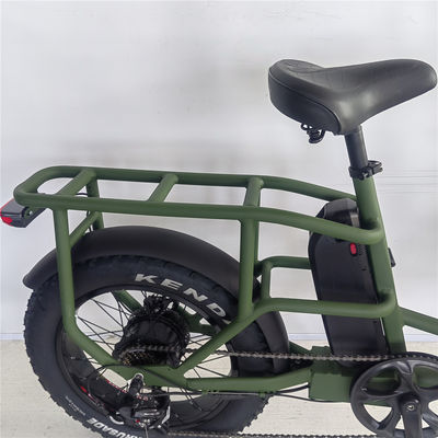 1000W 48V 34A Folding Frame Electric Cargo Bike with 20 Inch Fat Tires and Rear Carrier