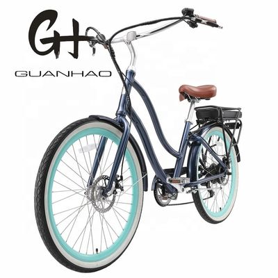 26&quot; 500W OEM Customize CE 48V 14AG Lithium Battery 7 Speed PAS Step thru Women Lady Girl Beach Cruiser Electric Bike
