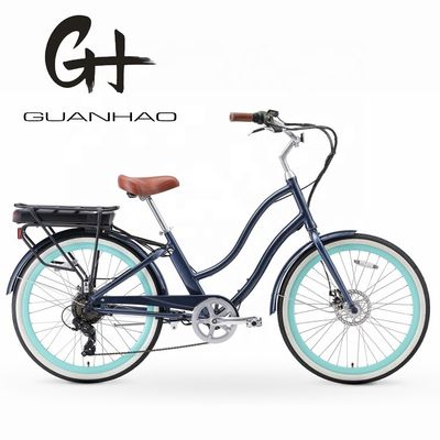 26&quot; 500W OEM Customize CE 48V 14AG Lithium Battery 7 Speed PAS Step thru Women Lady Girl Beach Cruiser Electric Bike