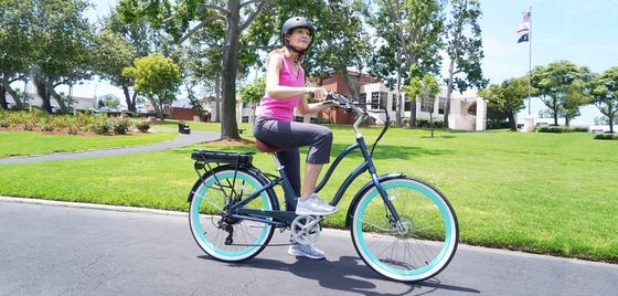 26&quot; 500W OEM Customize CE 48V 14AG Lithium Battery 7 Speed PAS Step thru Women Lady Girl Beach Cruiser Electric Bike