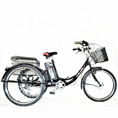 24&quot; Rear Hub Motor Steel Frame 7speeds 36V350W 35KM/H Unisex Adult Electric Tricycles