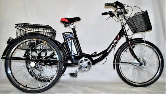 24&quot; Rear Hub Motor Steel Frame 7speeds 36V350W 35KM/H Unisex Adult Electric Tricycles