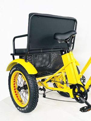 24-Inch Snow Fat Tire 4.0 Electric Rickshaw Tricycle with 48V 750W Motor and Rear Seat