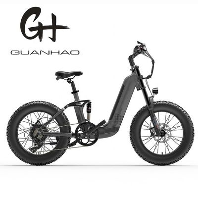 1000W 14AH Full Suspension Frame 20&quot;x4.0 Fat Tire Big Flat Snow Tire Disc Brake Ebike