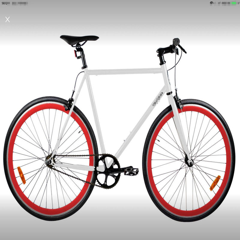 58cm 60cm White Frame Red Rim 700c Single Speed Fixie Fixed Gear Bike Double V Brake