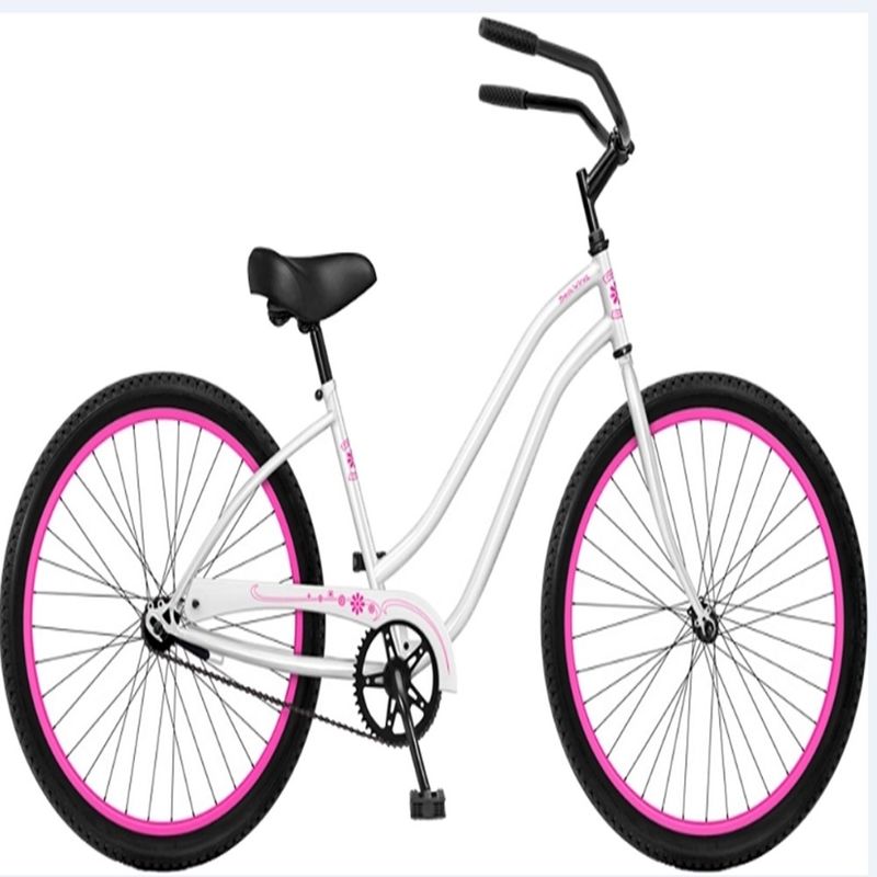 Step Through Design 26 Inch Beach Cruiser Bike with Coaster Foot Brake and White Color