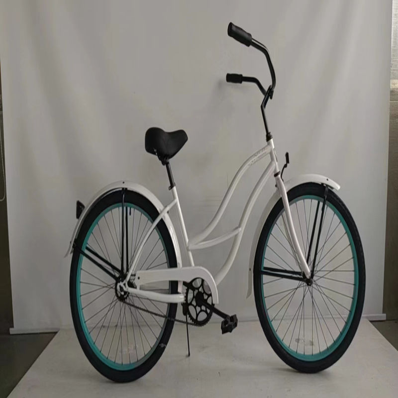 26 Inch White Color Single Speed Women's Vintage Beach Cruiser Bike for Casual Riding