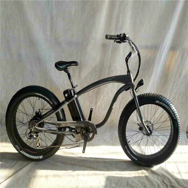 26*4.0 inch Fat Tire Electric Beach Cruiser Bicycle Powered by 17 Ah Lithium Battery