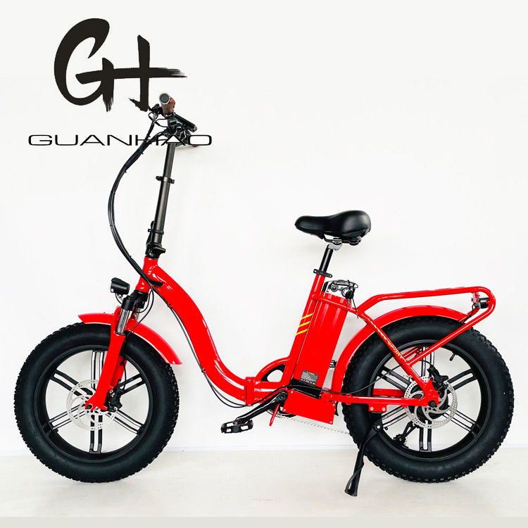 20 Inch Fat Tire Ebike Most Powerful Red Color Folding Electric Bike with Alloy Stem