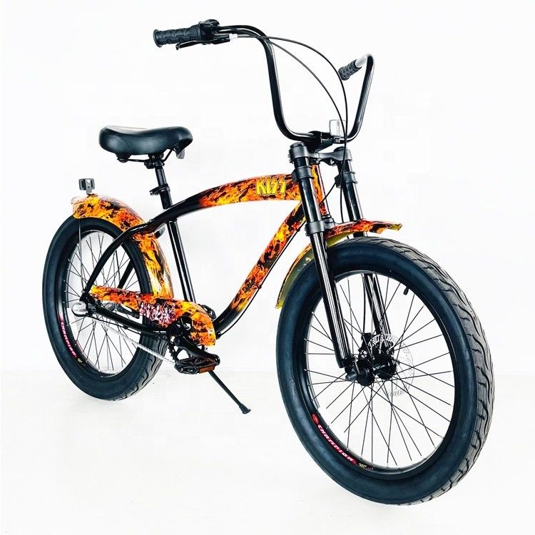 USA Men's 24&quot; 3.0 Fat Tire Aluminum Frame Beach Cruiser Bike with Disc Brake