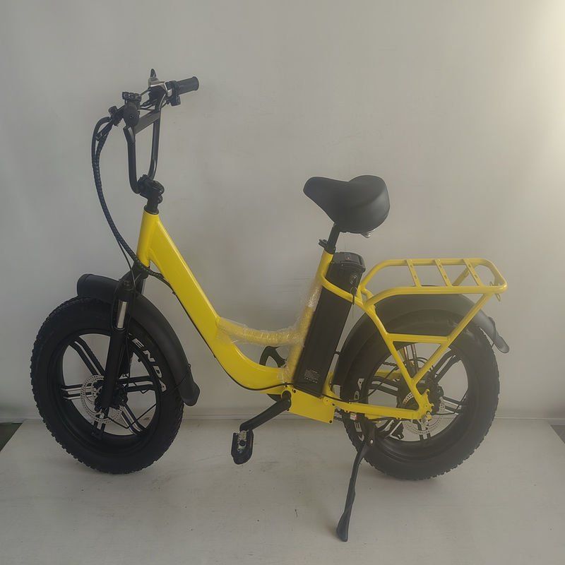 750W 48V E Bicycle 20 Inch Yellow Fat Tire Electric Bike for 31-60 km Range per Power