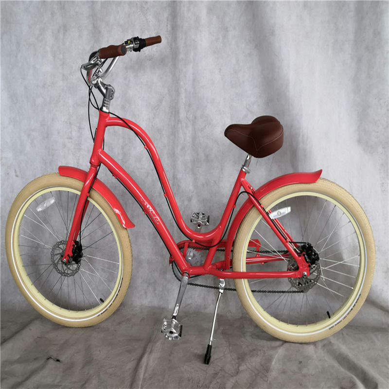 Lightweight Aluminum Unisex Step Thru 8 Speed Hybrid Women Beach Cruiser Bike Bicycle 26 Inch