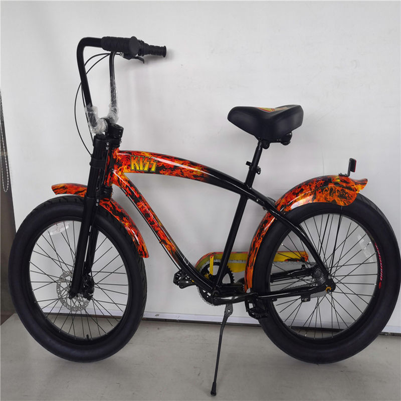 Adult 3 Speed 24 Inch 3.0 Inch Fat Tire Beach Cruiser Bike with Double Wall Alloy Rim