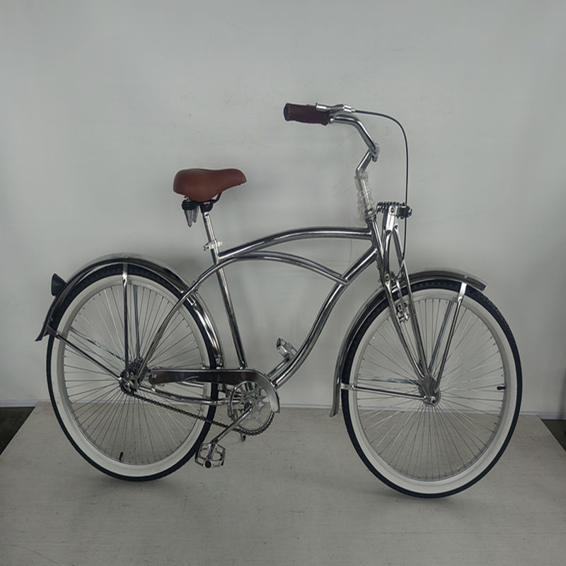 26*2.125 Tire Vintage Style Adult 26 inch Single Speed Retro Chrome Beach Cruiser Bike Bicycle