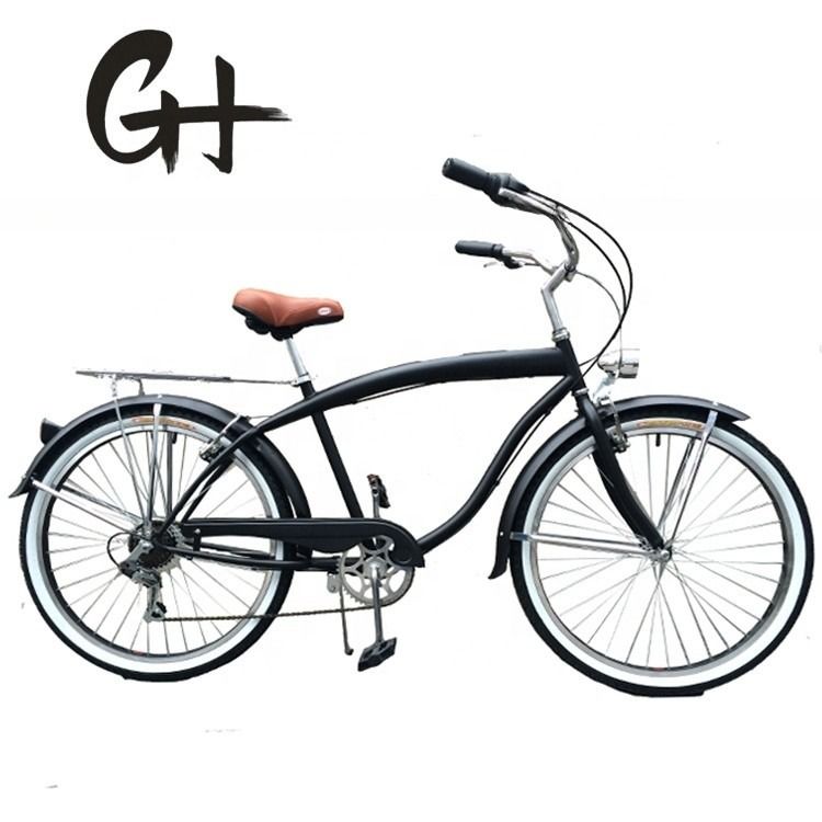 Hard Frame 26&quot; Wheel Size Shimano 7 Speed American Rear Rack Men Beach Cruiser Bike