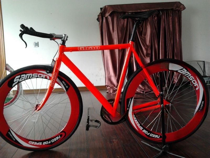 Order 700C Fixed Gear Bike Bicycle Fixie Gear Bike Bull Horn Single Speed Track Cycling