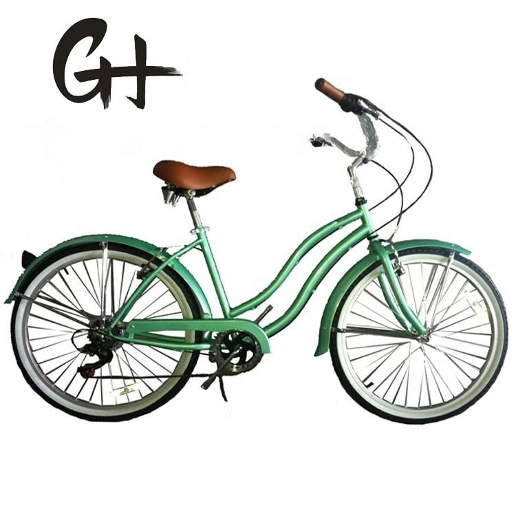 26&quot; Shimano 7 Speed Women Lady USA 26*2.125 Girl White Tire Beach Cruiser Speed Bike