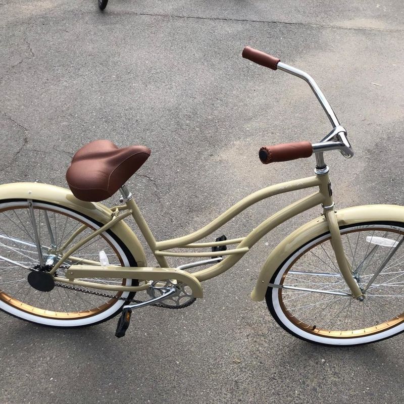 26&quot; InStock Beach Cruiser Bike with Multi Speeds Matt Black/Pearl White/Beige Color 14KGS