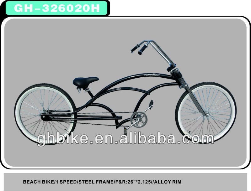 2013 Black Chopper Beach Cruiser Bike Bicycle with Steel Frame Material Black/To order