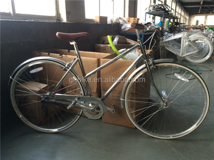 Lady Road Bike Inner 3 Speed Chrome Frame City Bicycle with Steel Fork Material 11KGS