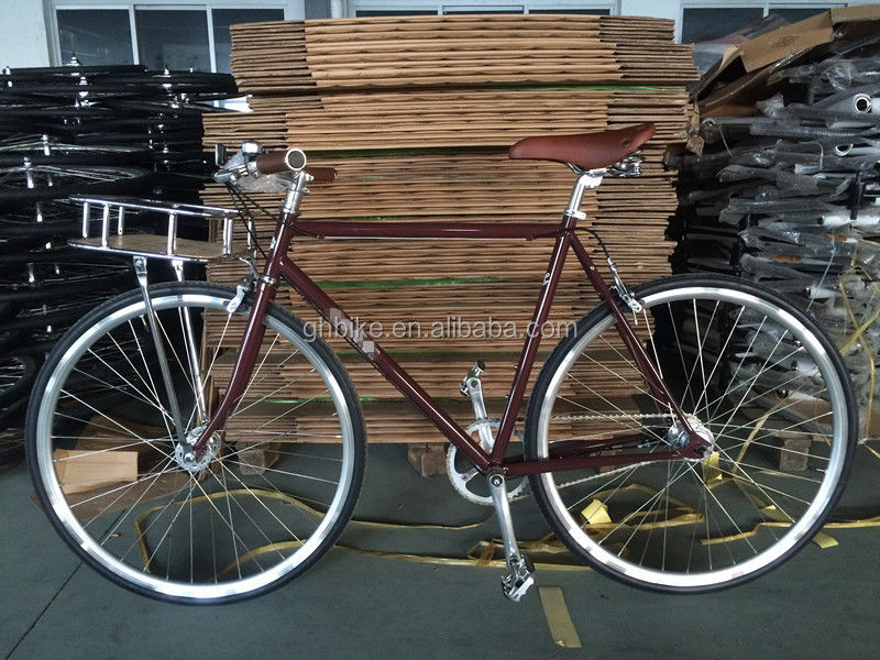 Retro Fixed Gear Bike Bicycle with Front Carrier Inner 3 Speed Road Bike To Be Ordered