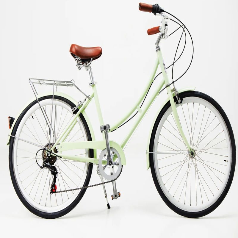 14KG Retro Ladies 7 Speed Vintage Bicycles 700C Adult Women's City Bike with Basket