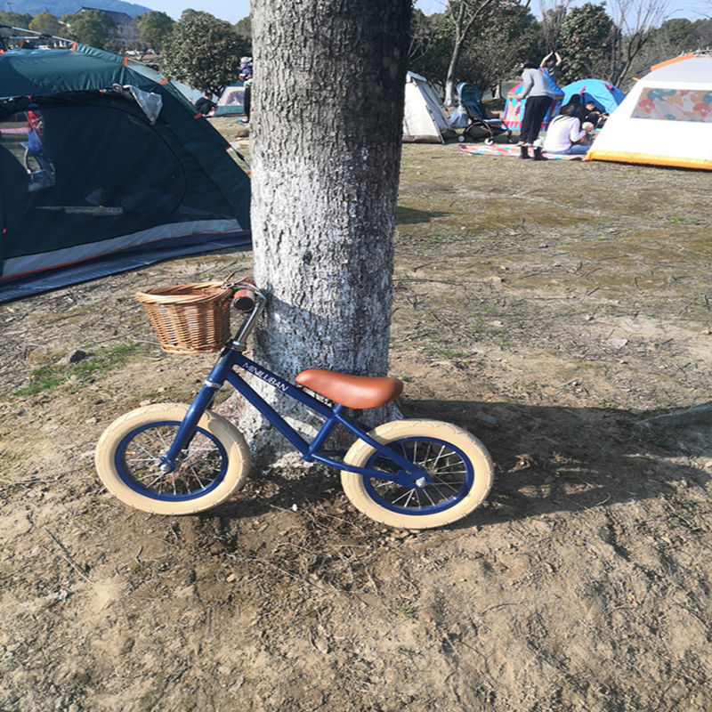 2022 Style Kids Walking Bike for Baby with Front Wicker Basket and Wanda 12 Inch Tires