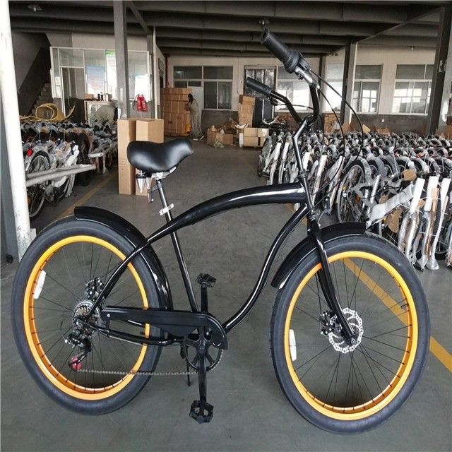 26 inch 3.0 tire fat tire men beach cruiser bike with Shimano 7 gear and disc brake