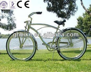 26 Inch CP Chrome Frame Spring Fork Beach Cruiser Bicycle with Steel Fork Material