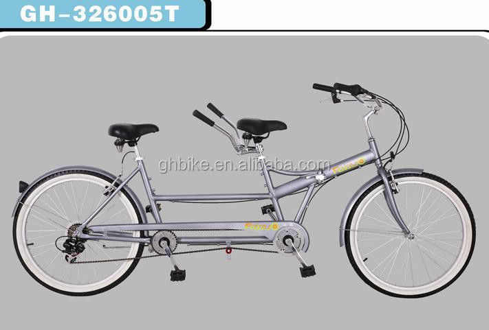 26&quot;*2.125.A/V White Wall Steel Fork Tandem Bike with 7-Speed Folding Two-Seat Bicycle