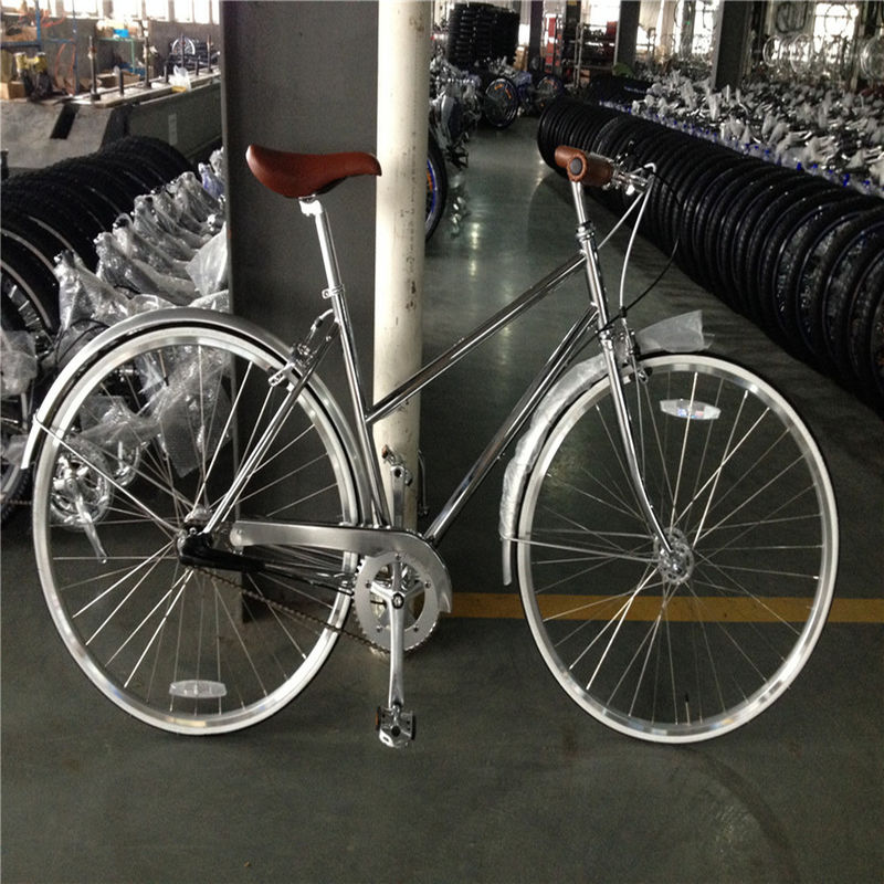 NO Suspension 3 Gear Silver Color Cromo Frame Vintage Ladies Bike Retro Women Lady Bicycle