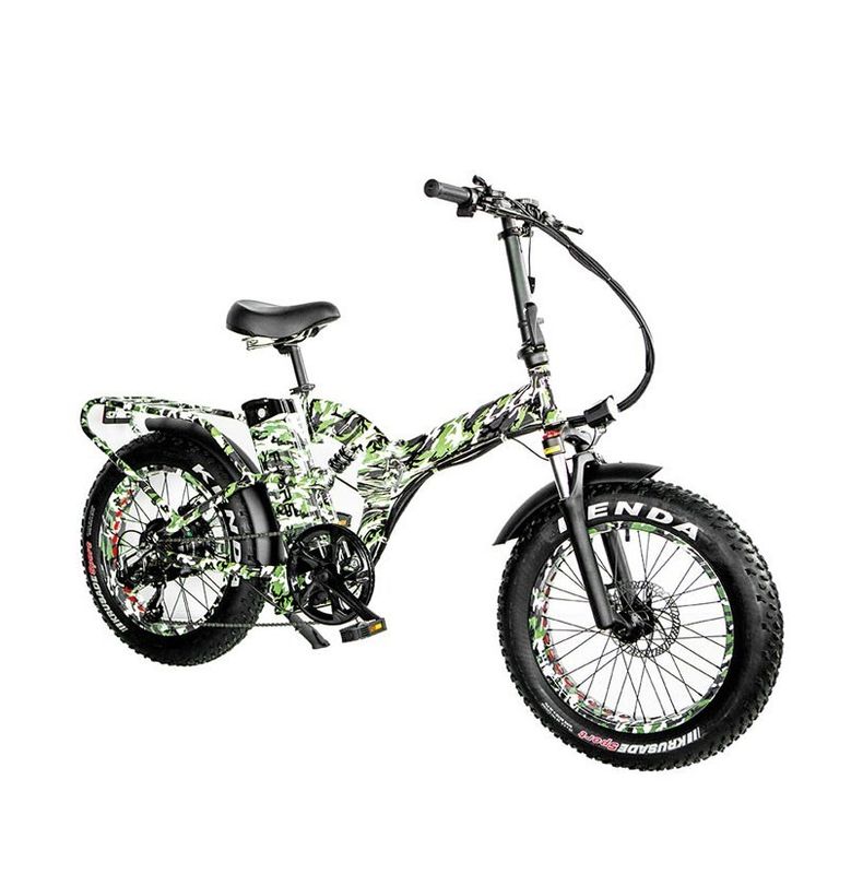 48V*21AH 20 inch full suspension Camouflage color 1000W FOLDING FAT TIRE ELECTRIC BIKE with rear rack