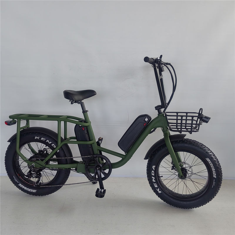 1000W 48V 34A Folding Frame Electric Cargo Bike with 20 Inch Fat Tires and Rear Carrier