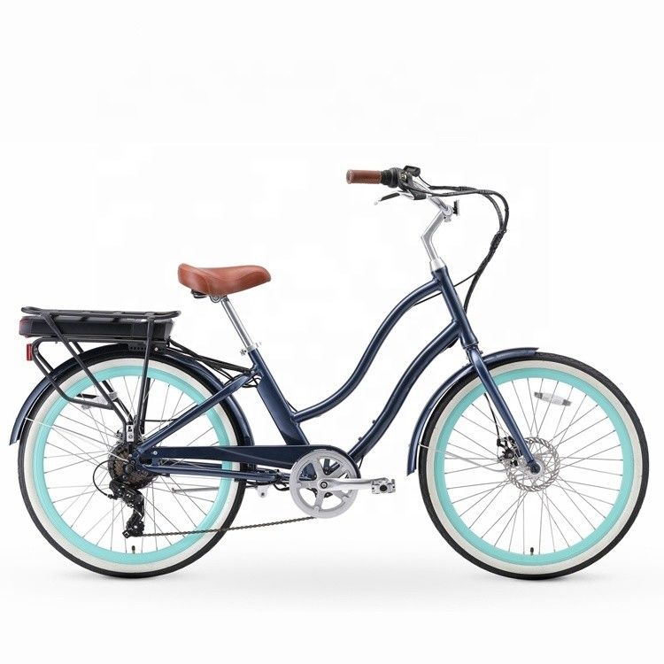 26&quot; 500W OEM Customize CE 48V 14AG Lithium Battery 7 Speed PAS Step thru Women Lady Girl Beach Cruiser Electric Bike