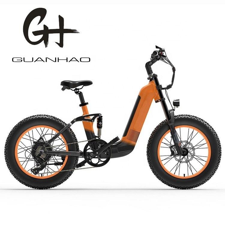 1000W 14AH Full Suspension Frame 20&quot;x4.0 Fat Tire Big Flat Snow Tire Disc Brake Ebike